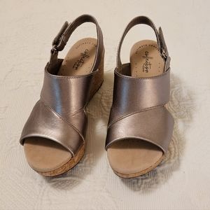Clarks wedge sandal metallic
